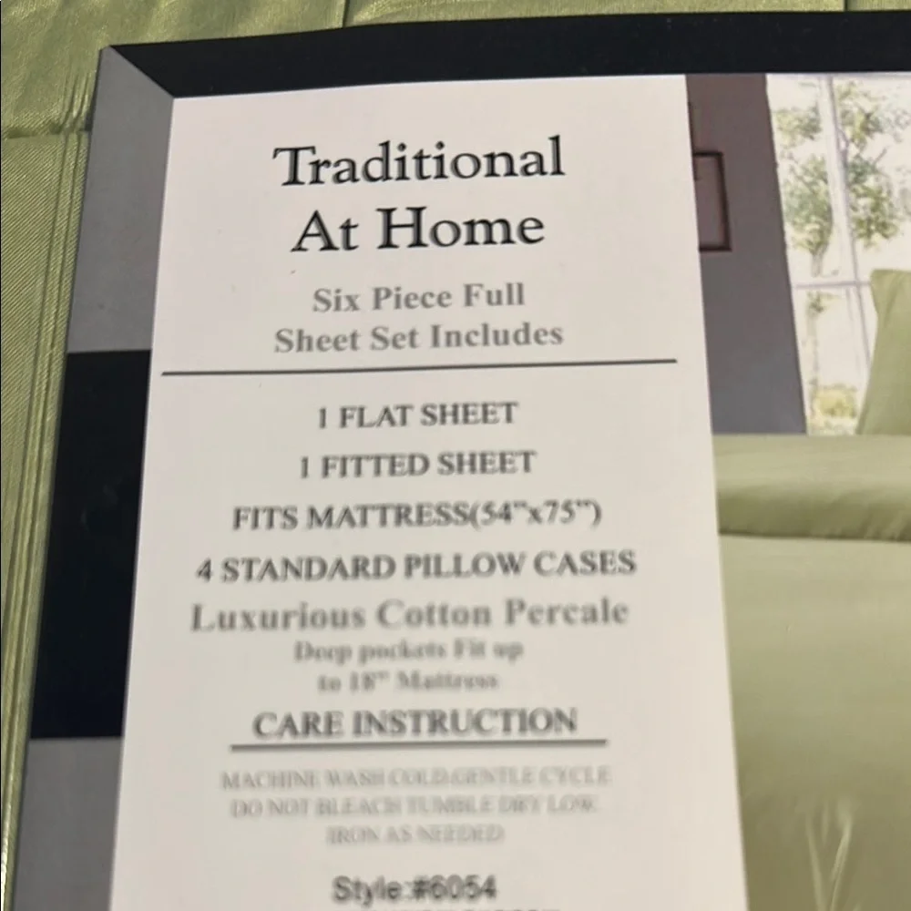 Traditional At Home Green Full 6pc Sheet Set Kiwi Green Embossed Maze Key Print